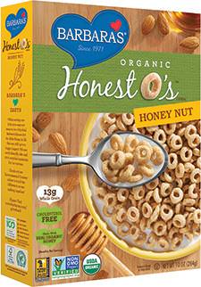 Barbara's Bakery, Organic, Honest O's Cereal, Honey Nut 284g