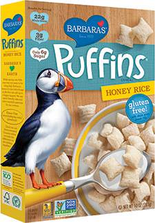 Barbara's Bakery, Puffins Cereal, Honey Rice 283g