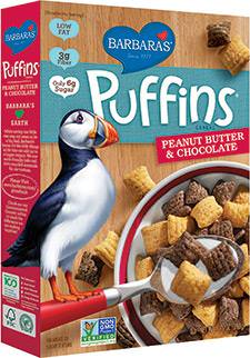 Barbara's Bakery, Puffins Cereal, Peanut Butter&Chocolate 298g