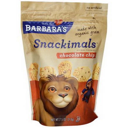Barbara's Bakery, Snackimals, Animal Cookies, Chocolate Chip 213g