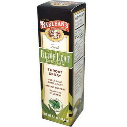 Barlean's, Fresh Olive Leaf Complex, Throat Spray, Soothing Peppermint Flavor 44.4ml