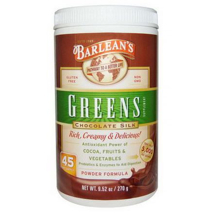 Barlean's, Greens Supplement, Powder Formula, Chocolate Silk 270g