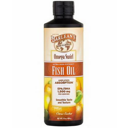 Barlean's, Omega Swirl, Ultra High Potency Fish Oil, Citrus Sorbet 454g
