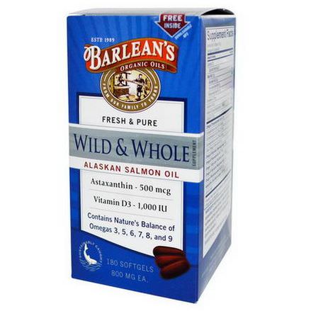 Barlean's, Wild&Whole Alaskan Salmon Oil, 800mg, 180 Softgels
