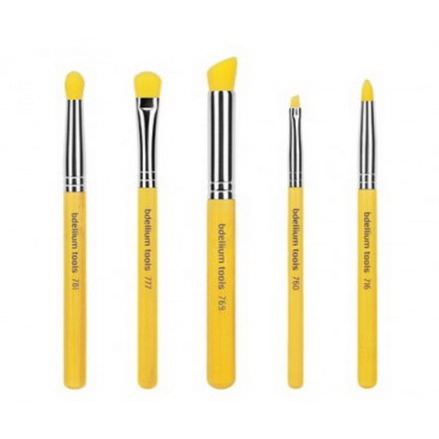 Bdellium Tools, Yellow Bambu Series, Smoky Eyes, 5 Piece Brush Set