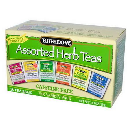Bigelow, Assorted Herb Teas, Six Variety Pack, Caffeine Free, 18 Tea Bags 29g