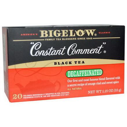 Bigelow, Black Tea, Constant Comment, Decaffeinated, 20 Tea Bags 33g