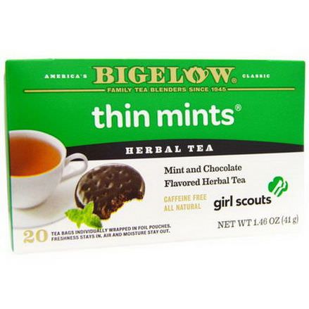 Bigelow, Girl Scouts, Mint and Chocolate Flavored Herbal Tea, 20 Tea Bags 41g