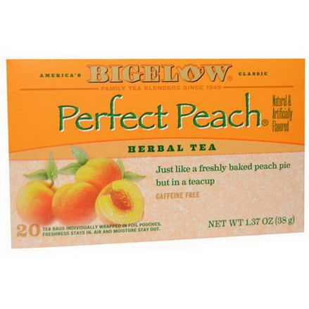 Bigelow, Herb Tea, Perfect Peach, Caffeine Free, 20 Tea Bags 38g