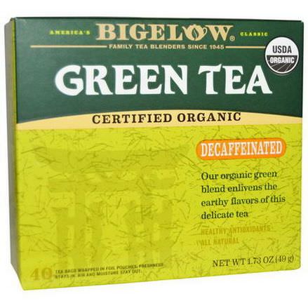Bigelow, Organic Green Tea, Decaffeinated, 40 Tea Bags 49g