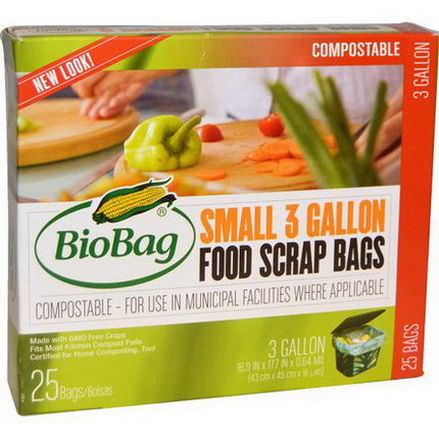 Biobag, Food Scrap Bags, Small, 25 Bags, 3 Gal 43 cm x 45 cm x 16 um
