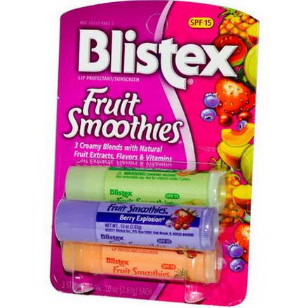 Blistex, Fruit Smoothies, Lip Protectant/Sunscreen, SPF 15, 3 Sticks 2.83g Each