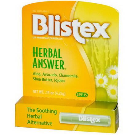Blistex, Herbal Answer, Lip Protectant/Sunscreen, SPF 15 4.25g