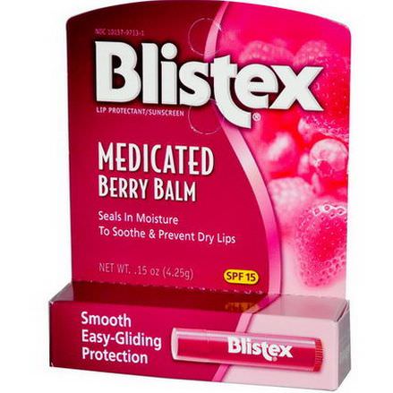 Blistex, Medicated Berry Balm, Lip Protectant/Sunscreen, SPF 15 4.25g