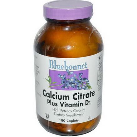 Bluebonnet Nutrition, Calcium Citrate, Plus Vitamin D3, 180 Caplets