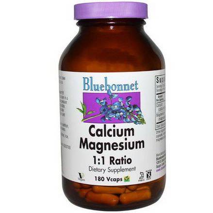 Bluebonnet Nutrition, Calcium Magnesium, 1:1 Ratio, 180 Vcaps