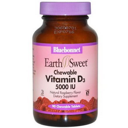 Bluebonnet Nutrition, Chewable Vitamin D3, 5000 IU, 90 Chewable Tablets