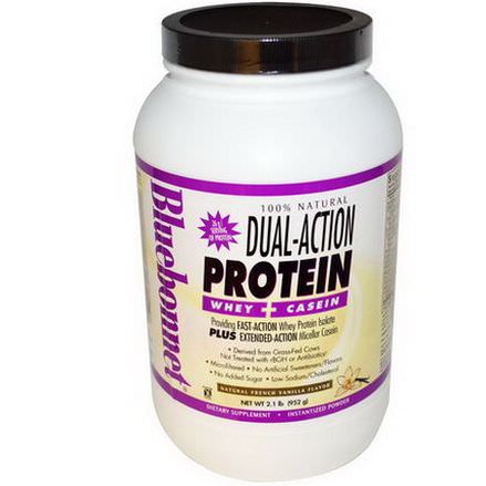 Bluebonnet Nutrition, Dual-Action Protein, Whey Casein, Natural French Vanilla Flavor 952g