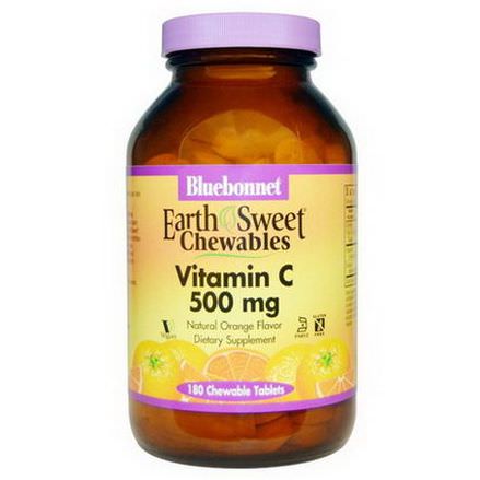 Bluebonnet Nutrition, EarthSweet Chewables, Vitamin C, Natural Orange Flavor, 500mg, 180 Chewable Tablets