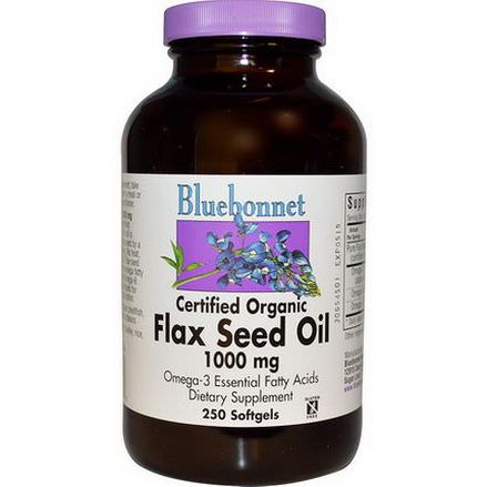 Bluebonnet Nutrition, Flax Seed Oil, Certified Organic, 1000mg, 250 Softgels