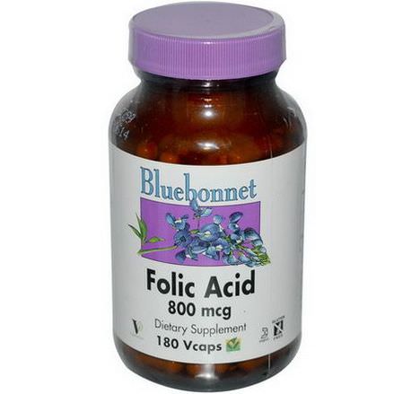 Bluebonnet Nutrition, Folic Acid, 800mcg, 180 Vcaps