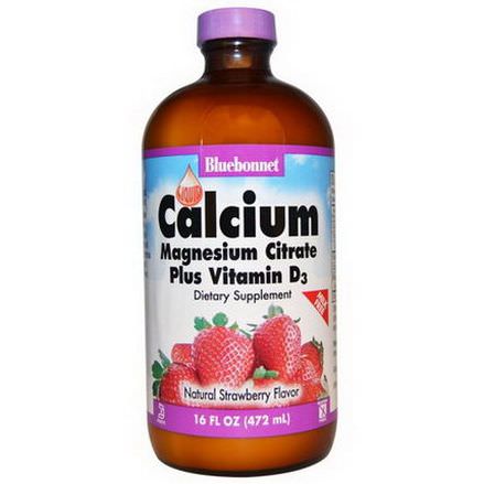 Bluebonnet Nutrition, Liquid Calcium, Magnesium Citrate Plus Vitamin D3, Natural Strawberry Flavor 472ml