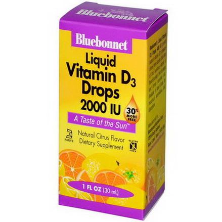Bluebonnet Nutrition, Liquid Vitamin D3 Drops, Natural Citrus Flavor, 2000 IU 30ml