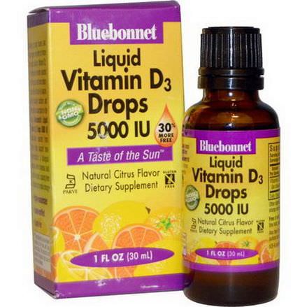 Bluebonnet Nutrition, Liquid Vitamin D3 Drops, Natural Citrus Flavor, 5,000 IU 30ml