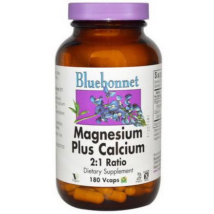 Bluebonnet Nutrition, Magnesium Plus Calcium, 2:1 Ratio, 180 Vcaps