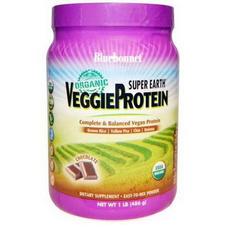 Bluebonnet Nutrition, Organic, Super Earth, Veggie Protein, Chocolate 486g