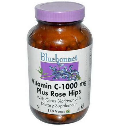 Bluebonnet Nutrition, Vitamin C-1000mg Plus Rose Hips, 180 Vcaps