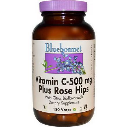 Bluebonnet Nutrition, Vitamin C-500mg Plus Rose Hips, 180 Vcaps