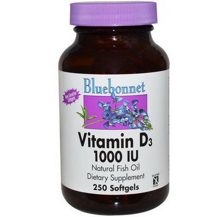 Bluebonnet Nutrition, Vitamin D3, 1000 IU, 250 Softgels
