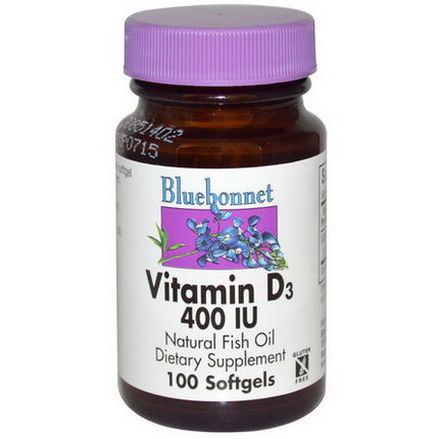 Bluebonnet Nutrition, Vitamin D3, 400 IU, 100 Softgels