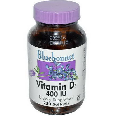 Bluebonnet Nutrition, Vitamin D3, 400 IU, 250 Softgels