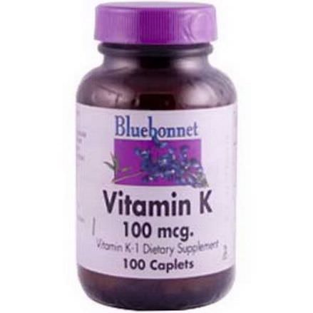 Bluebonnet Nutrition, Vitamin K, 100mcg, 100 Caplets