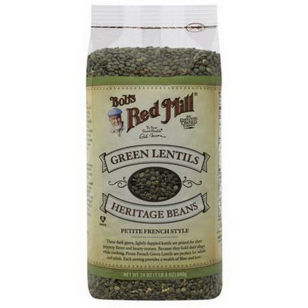 Bob's Red Mill, Green Lentils Heritage Beans, Petite French Style 680g