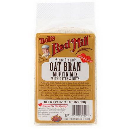 Bob's Red Mill, Oat Bran Muffin Mix, with Dates and Nuts 680g