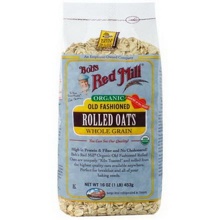 Bob's Red Mill, Organic Old Fashioned Rolled Oats, Whole Grain 453g