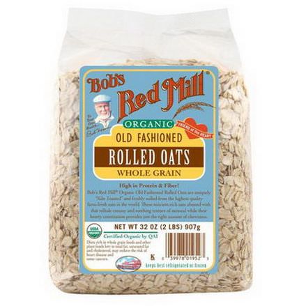 Bob's Red Mill, Organic Old Fashioned Rolled Oats, Whole Grain 2 lbs 907g