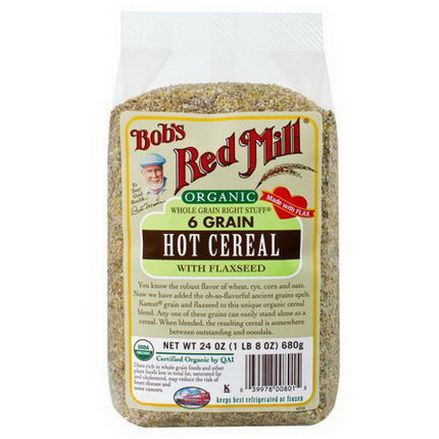 Bob's Red Mill, Organic, Whole Grain Right Stuff, 6 Grain Hot Cereal, with Flaxseed 680g