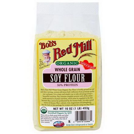 Bob's Red Mill, Organic Whole Grain Soy Flour 453g
