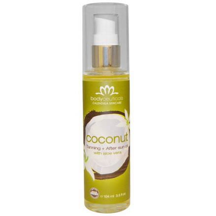 Bodyceuticals Calendula Skincare, Organic Tanning After Sun Oil, Coconut 104ml