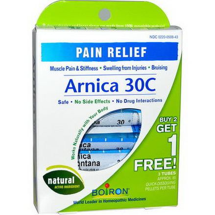 Boiron, Single Remedies, Arnica 30C, 3 Tubes, 80 Pellets Each
