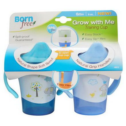 Born Free, Grow with Me Training Cup, Blue, 2 Pack, 6 oz Each