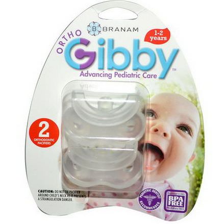 Branam Oral Health, Ortho Gibby, 1-2 Years, 2 Orthodontic Pacifiers