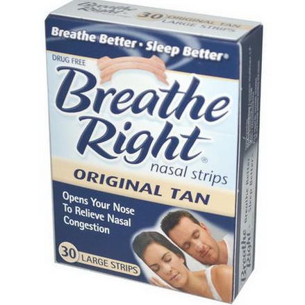 Breathe Right, Nasal Strips, Original Tan, 30 Large Strips
