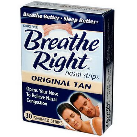 Breathe Right, Nasal Strips, Original Tan, Sm/Med, 30 Strips