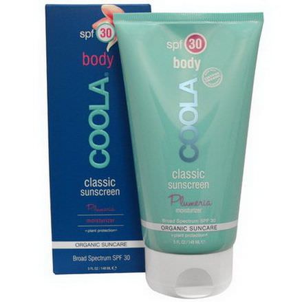 COOLA Organic Suncare Collection, Classic Body, Classic Sunscreen, SPF 30, Plumeria 148ml
