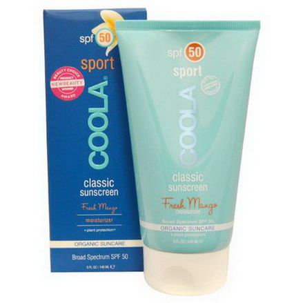 COOLA Organic Suncare Collection, Classic Sport, Classic Sunscreen, SPF 50, Fresh Mango 148ml